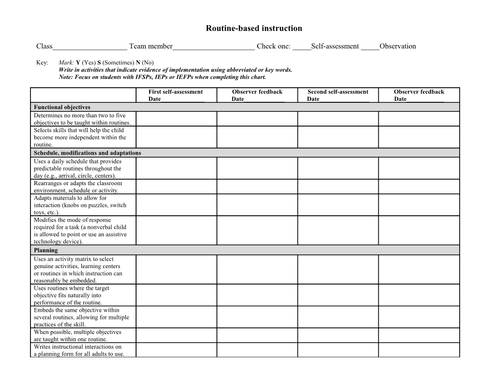 Routines-Based Instruction