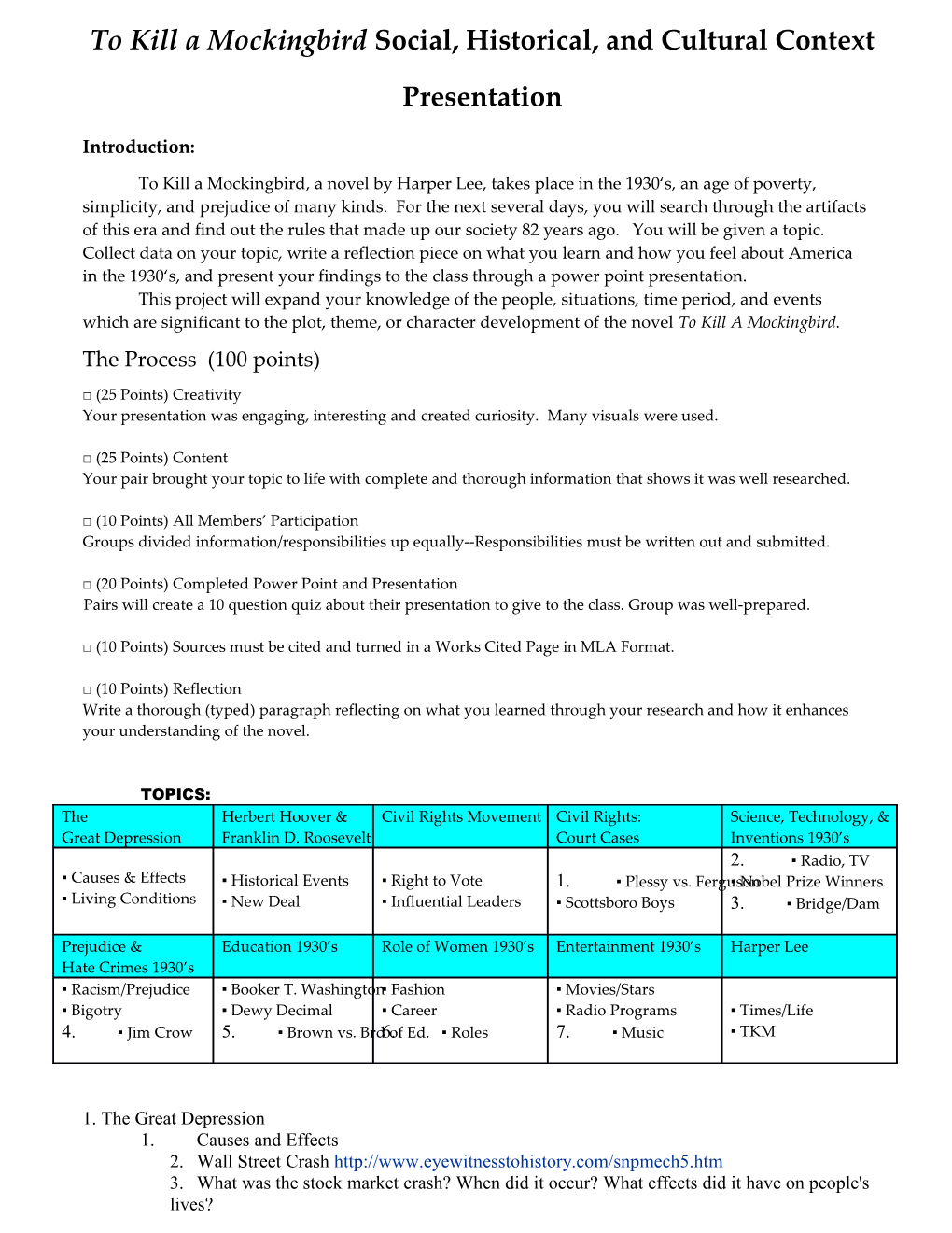 To Kill a Mockingbird Social, Historical, and Cultural Context Presentation