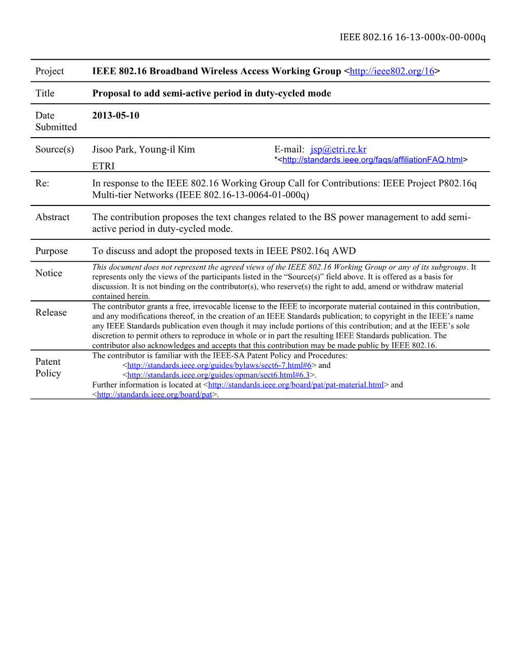 Proposal to Add Semi-Active Period in Duty-Cycled Mode