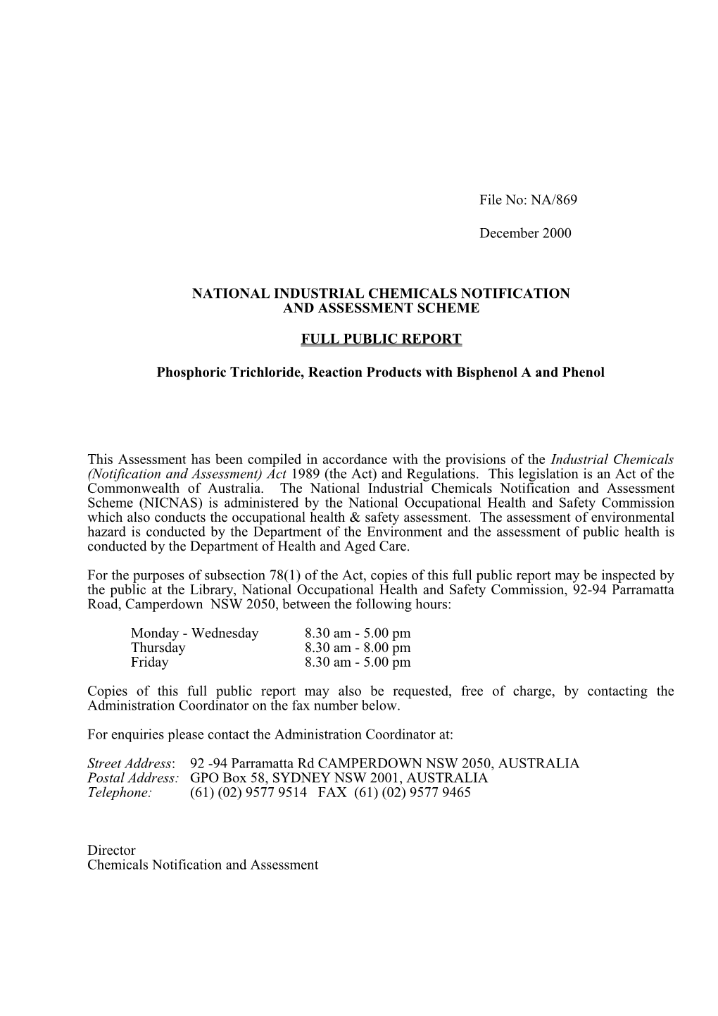 National Industrial Chemicals Notification s2