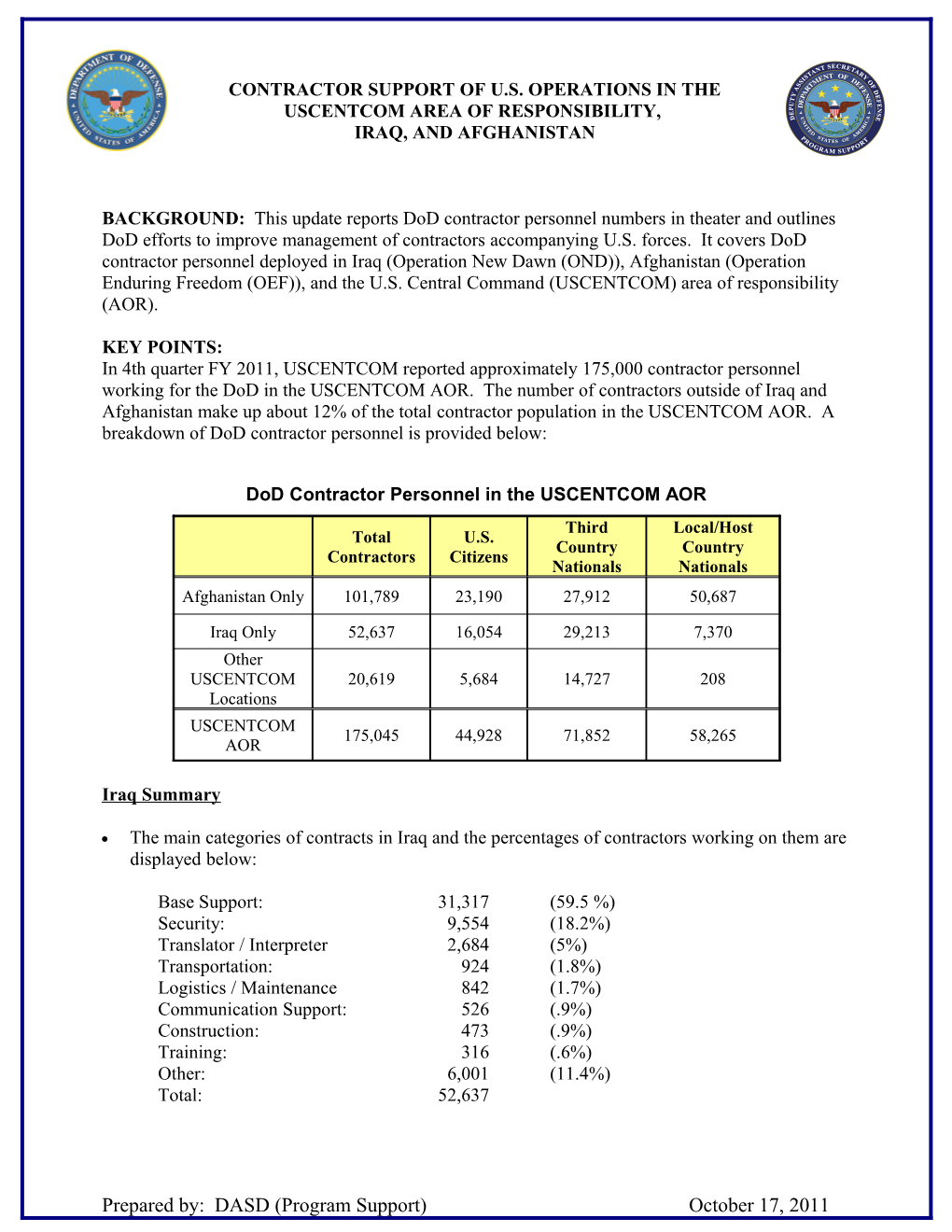 11-9-04 DCAA Input for OUSD(C) Hearing Briefing Book s1