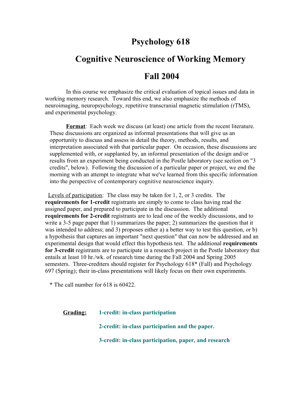 Cognitive Neuroscience of Working Memory