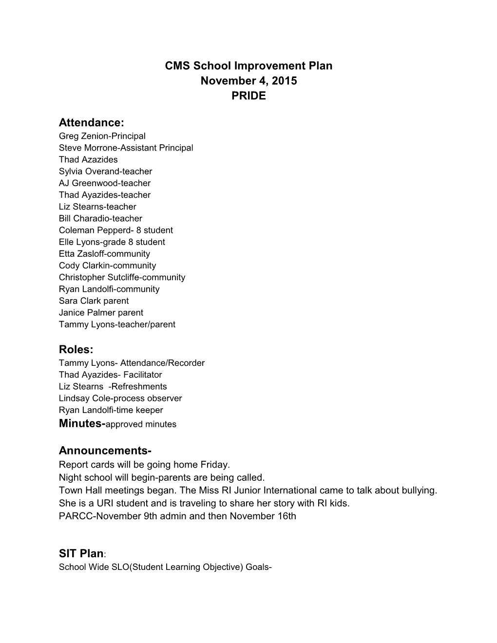 CMS School Improvement Plan