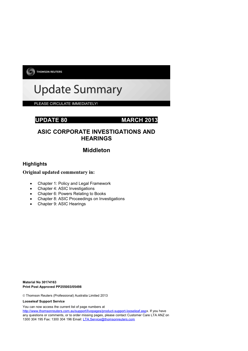 Asic Corporate Investigations and Hearings