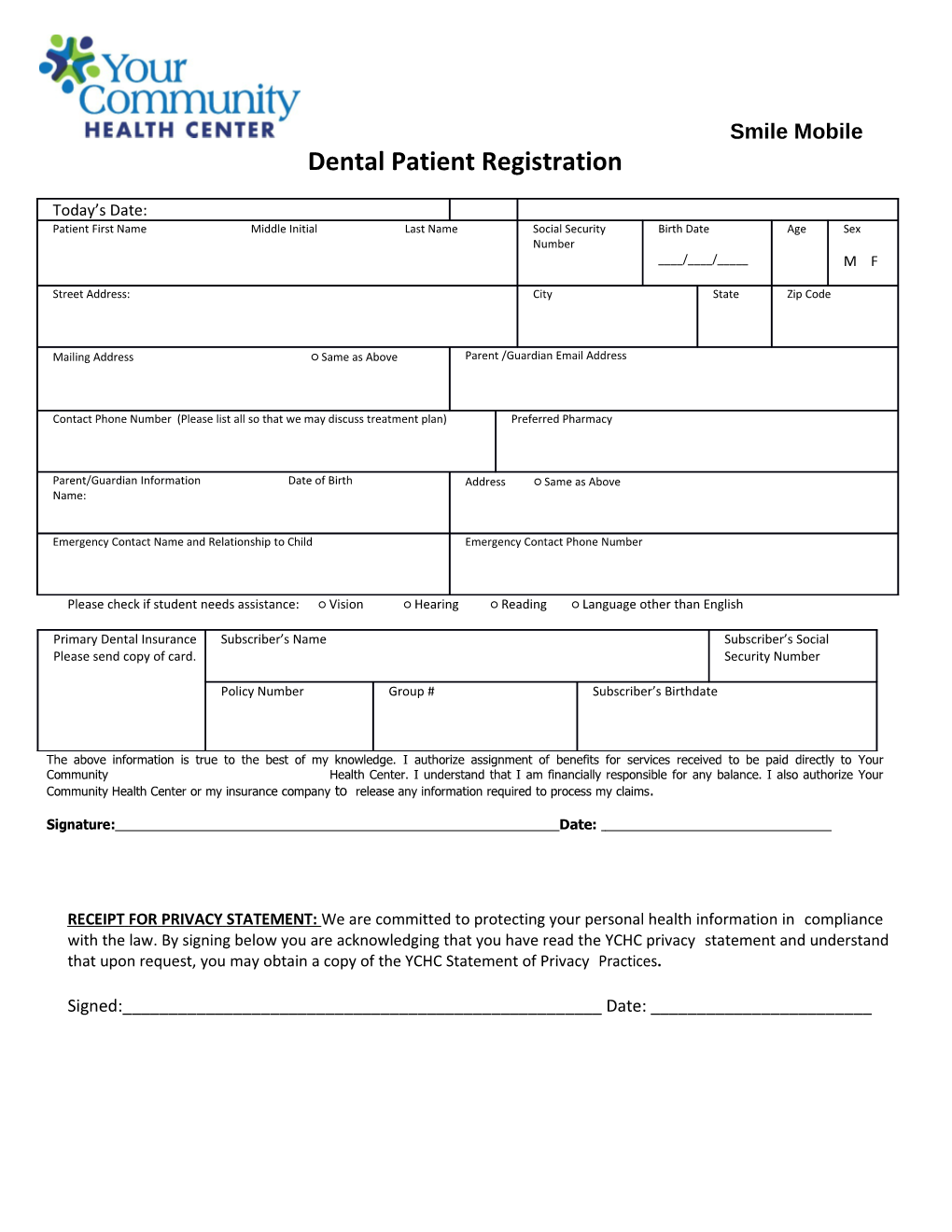 Dental Patient Registration