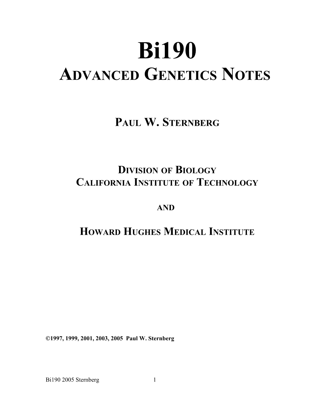 Advanced Genetics Notes