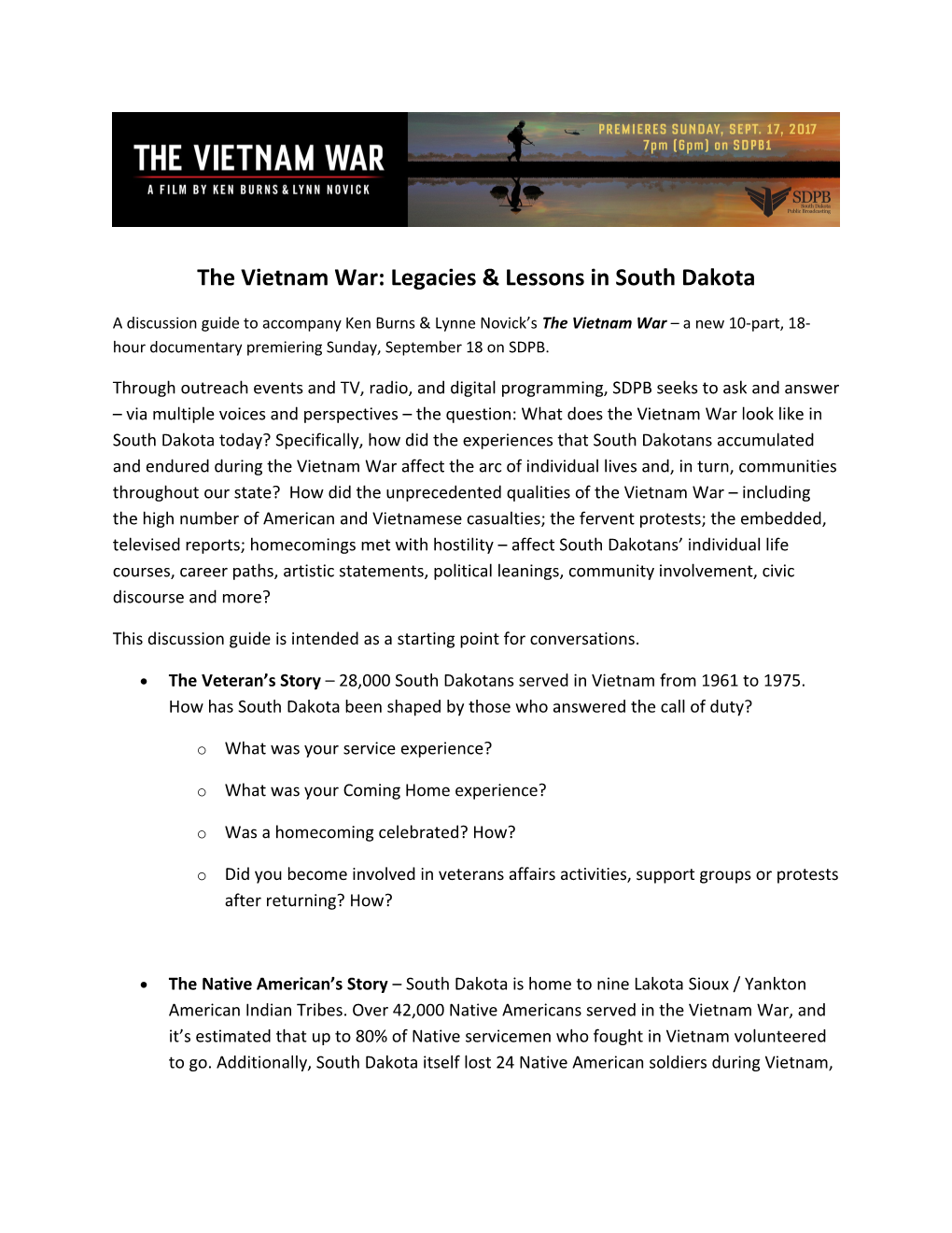 The Vietnam War: Legacies & Lessons in South Dakota