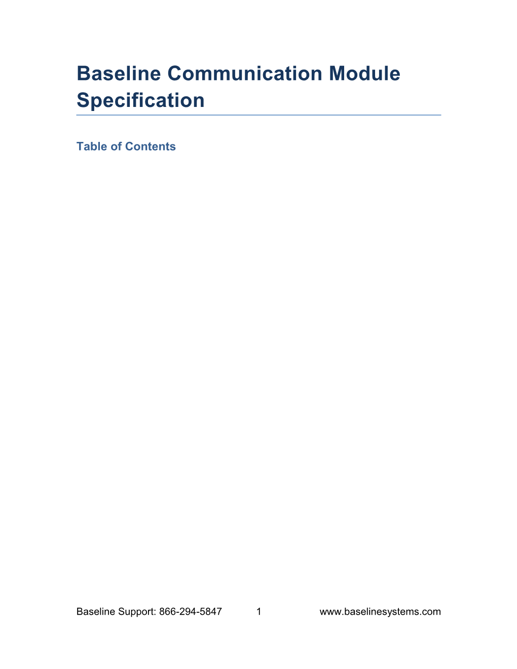 Baseline's Central Control General Spec