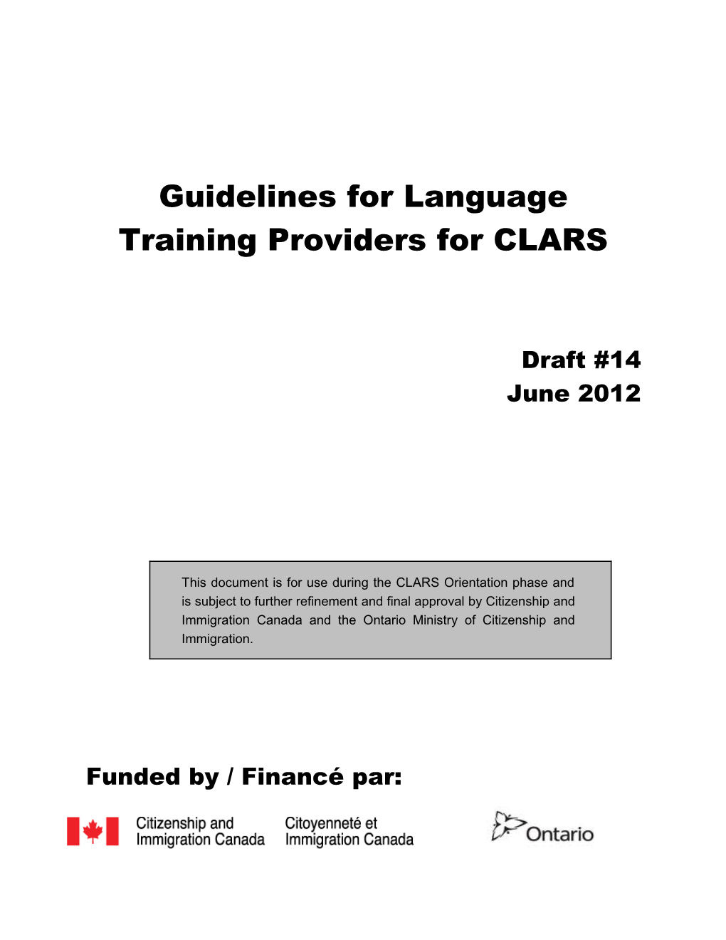 Guidelines for Language Training Providers