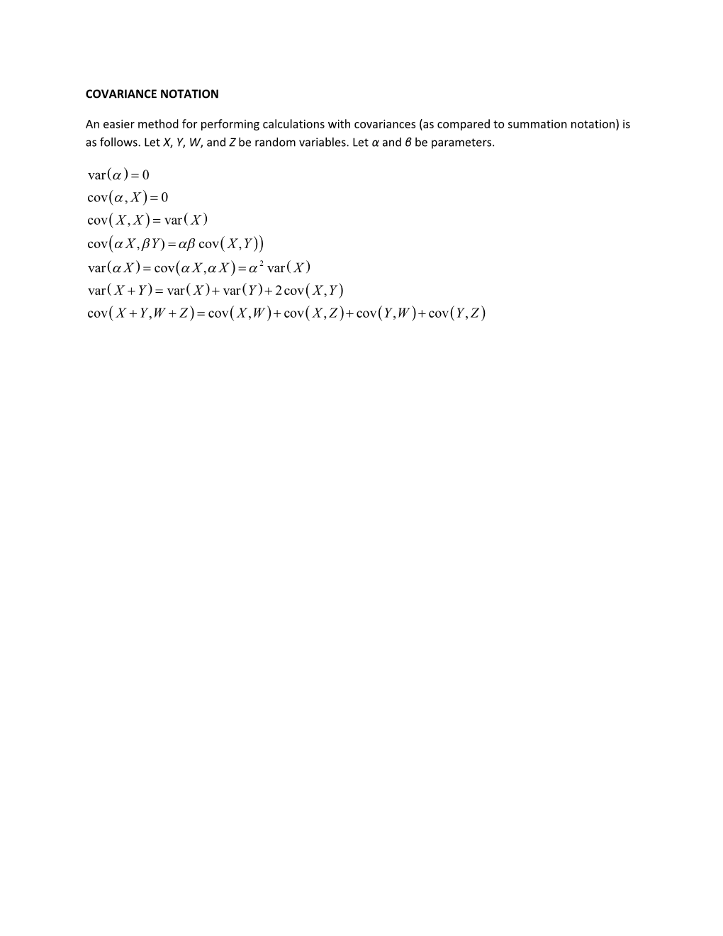 Covariance Notation