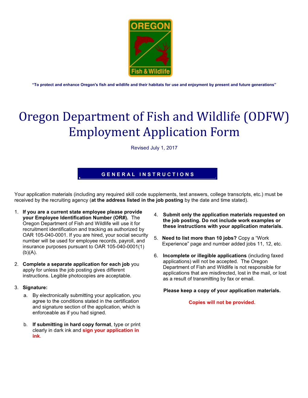 Oregon Department of Fish and Wildlife (ODFW)