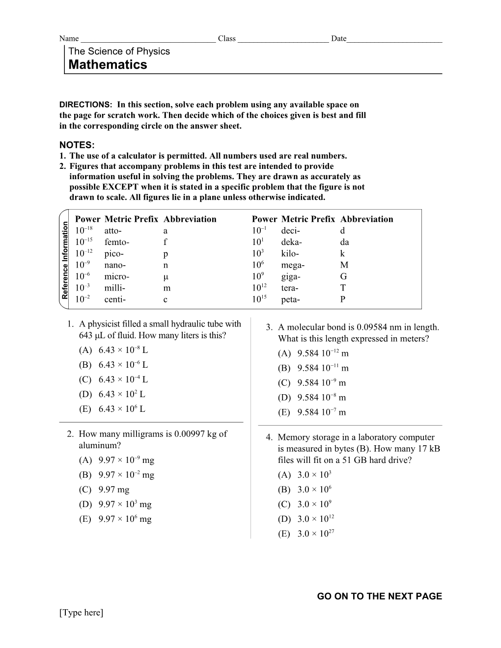 1. the Use of a Calculator Is Permitted. All Numbers Used Are Real Numbers