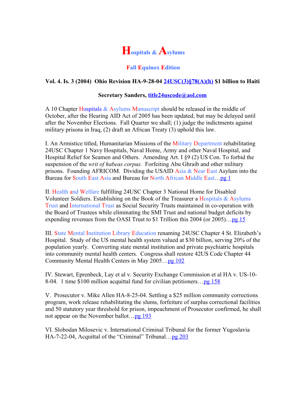 Vol. 4. Is. 3 (2004) Ohio Revision HA-9-28-04 24USC(3) 78(A)(H) $1 Billion to Haiti