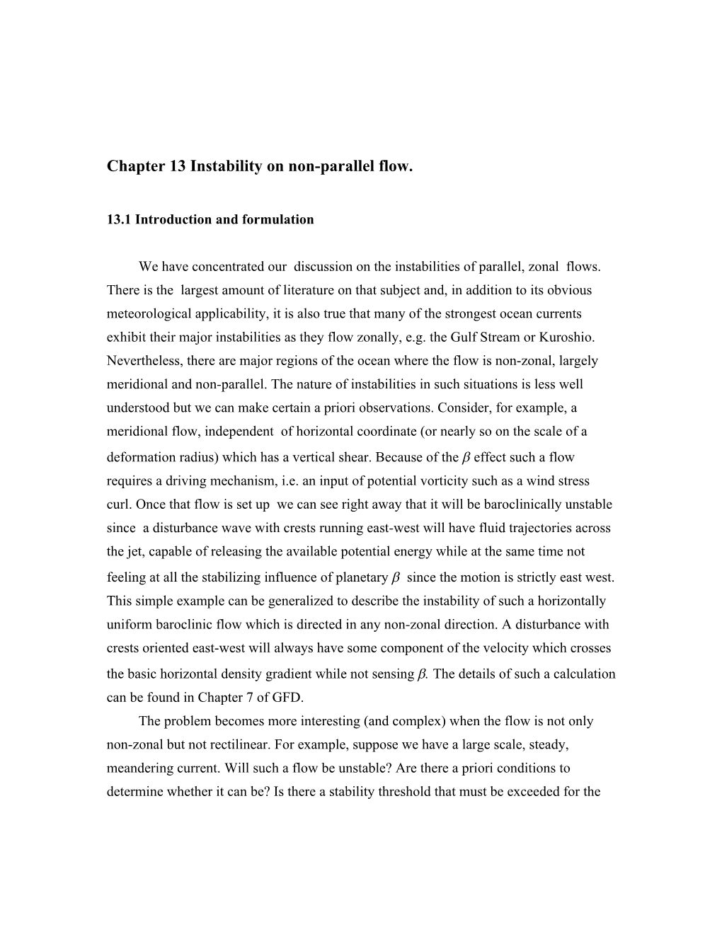 Chapter 13 Instability on Non-Parallel Flow