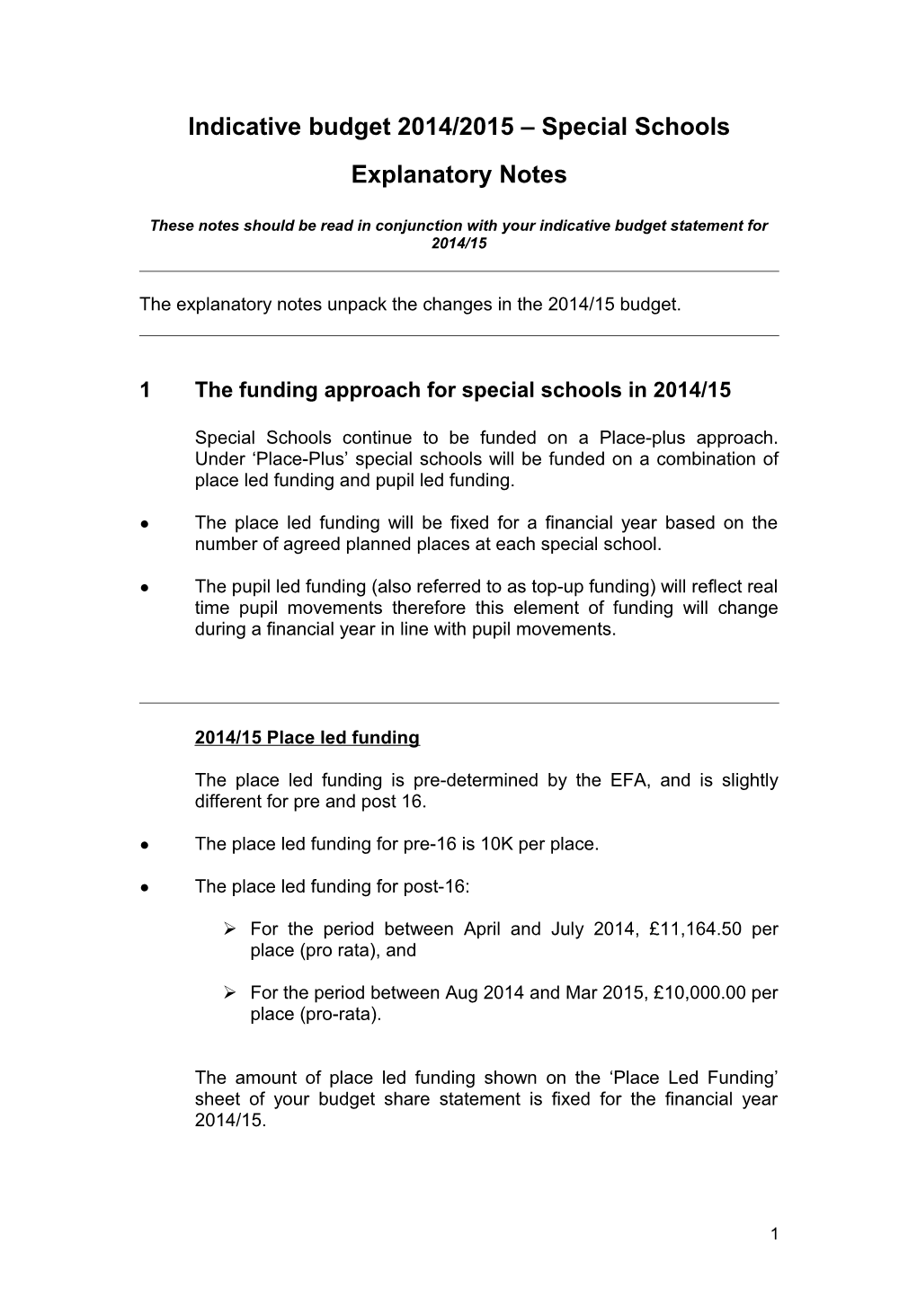 Explanatory Notes - Special Schools 14-15