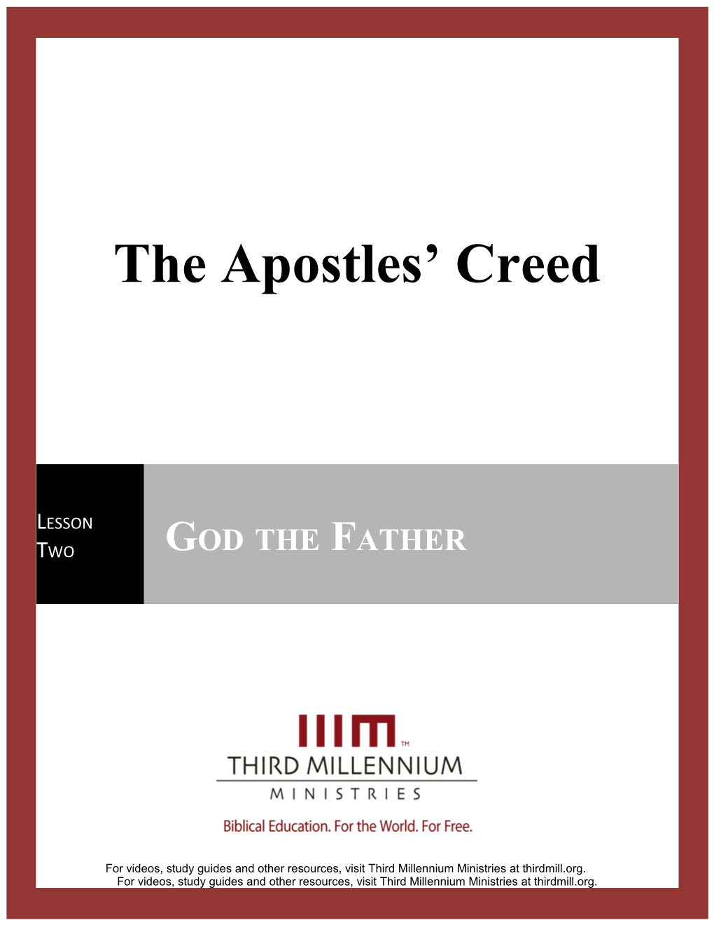 The Apostles' Creed, Lesson 2