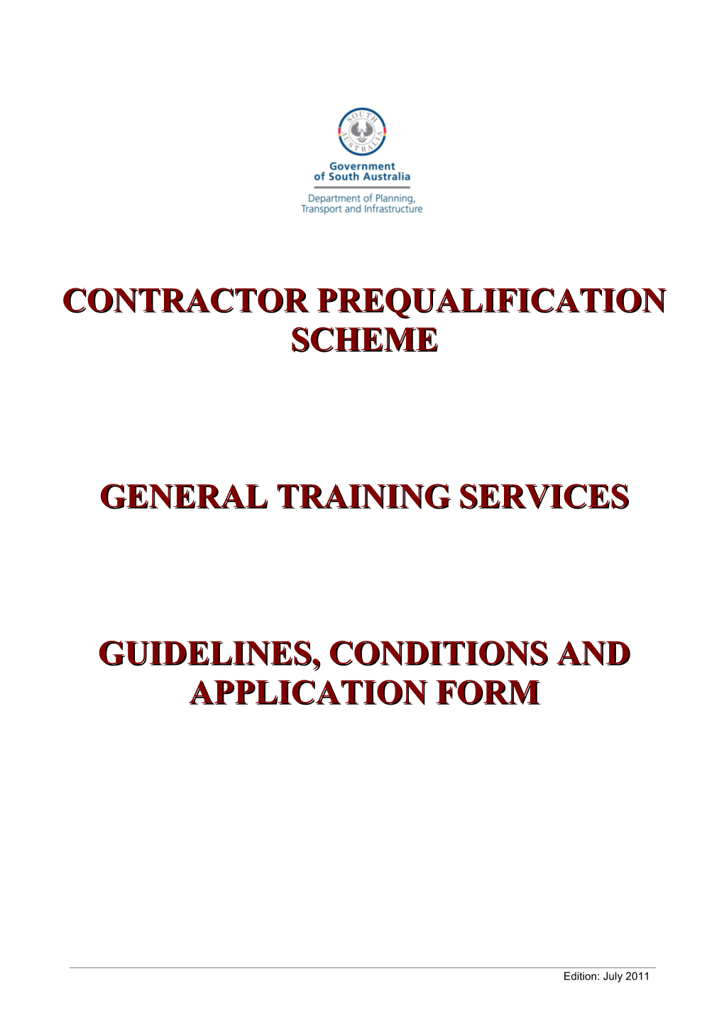 Prequalification for General Training Servicespart 1: Conditions of Prequalification