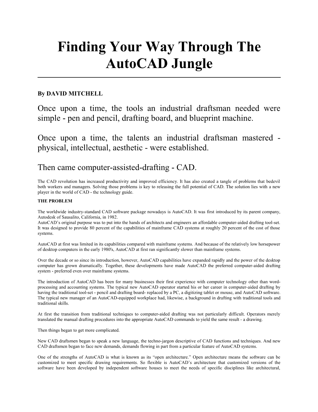Finding Your Way Through the Autocad Jungle