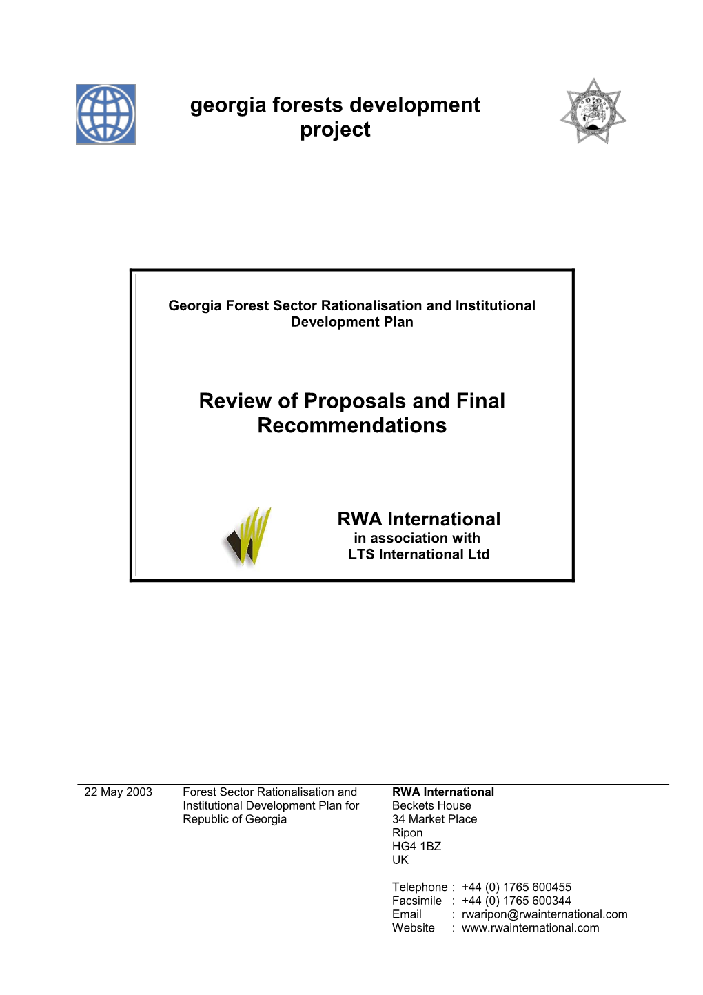 Georgia Forest Sector Rationalisation and Institutional Development Plan