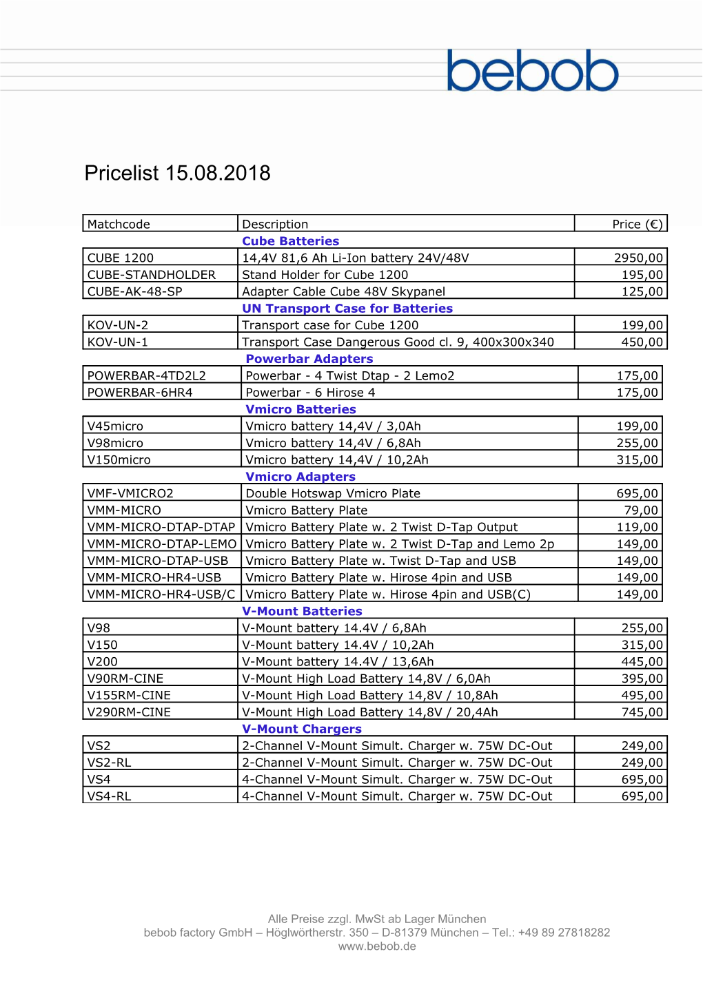 Alle Preise Zzgl. Mwst Ab Lager München