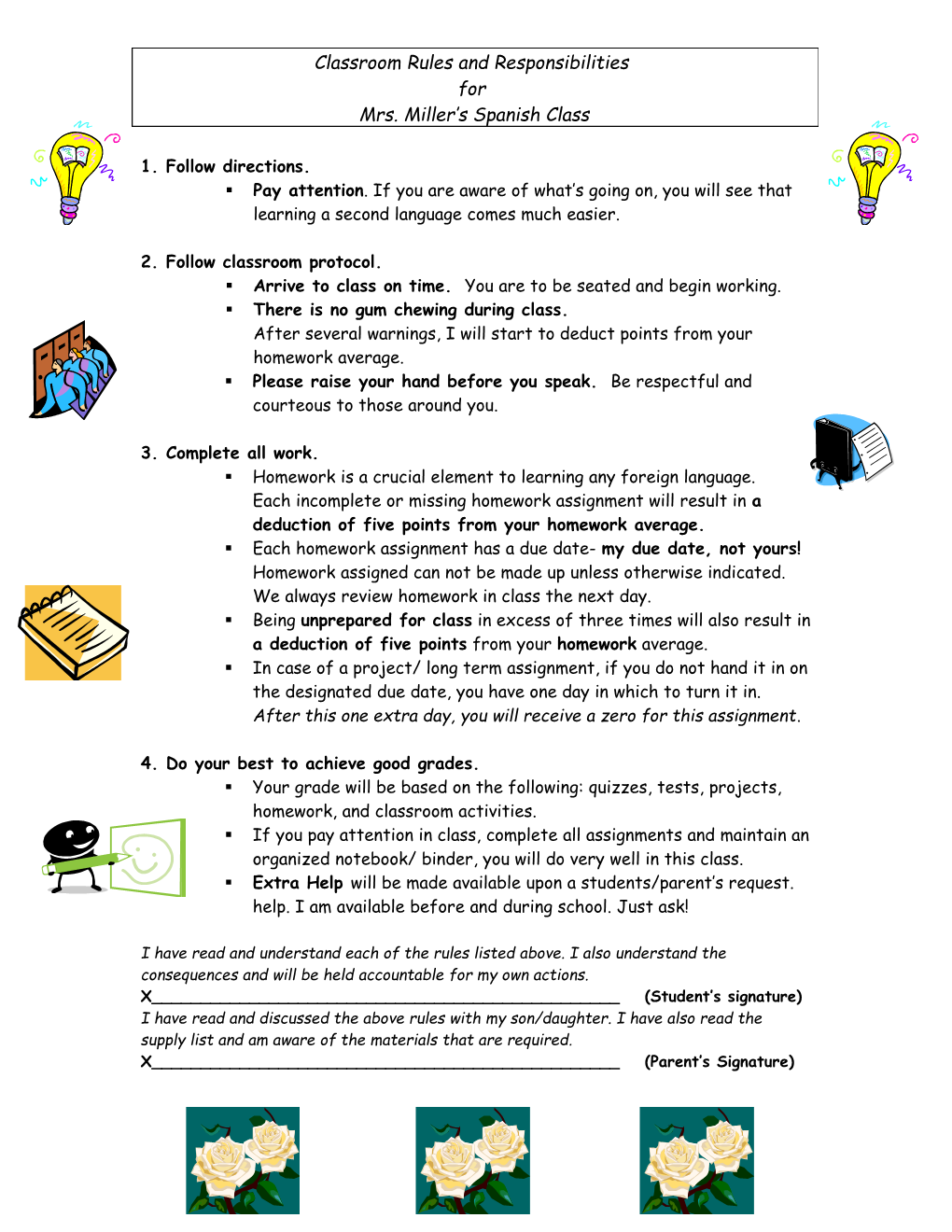 Classroom Rules and Responsibilities