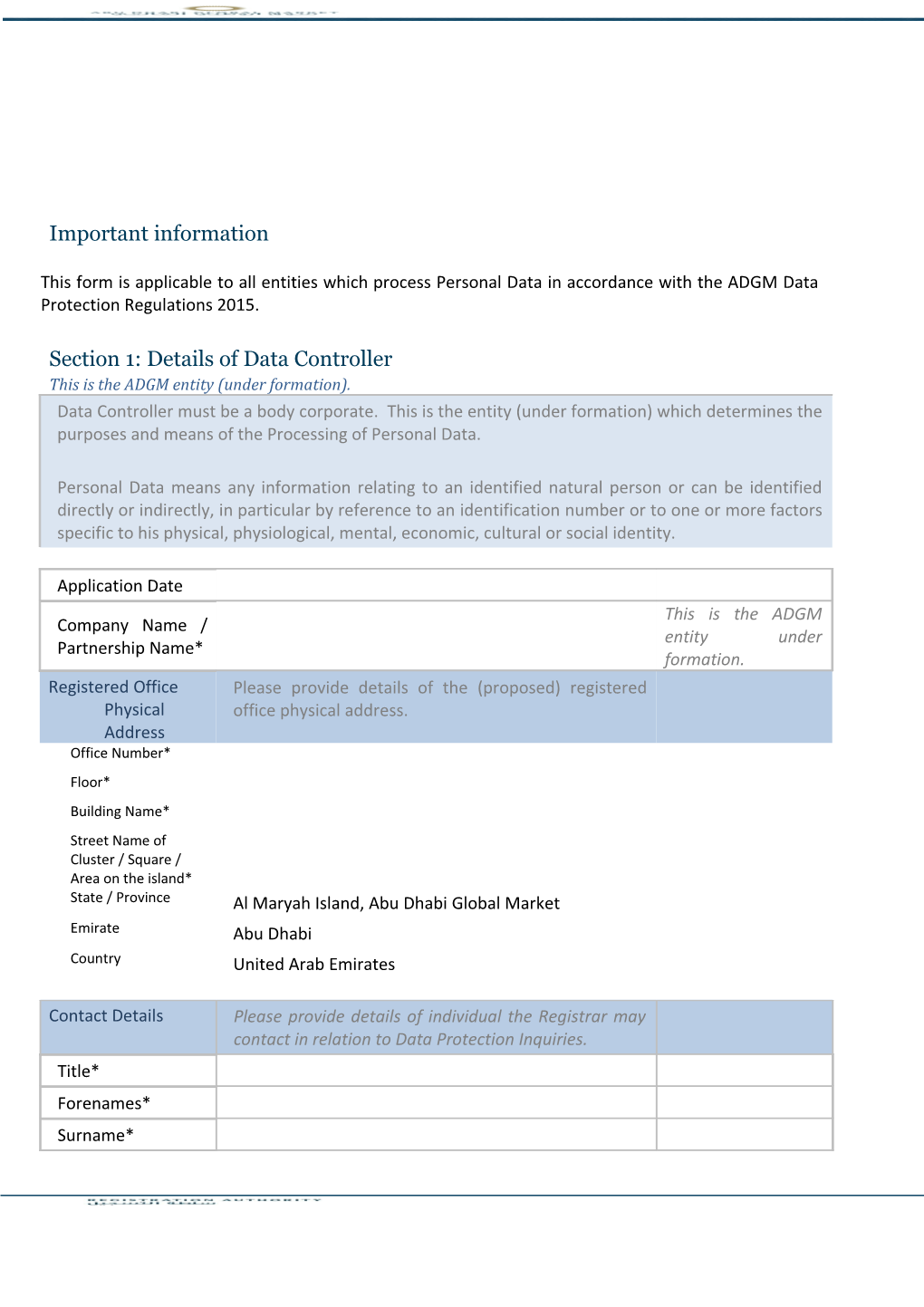 Section 1: Details of Data Controller