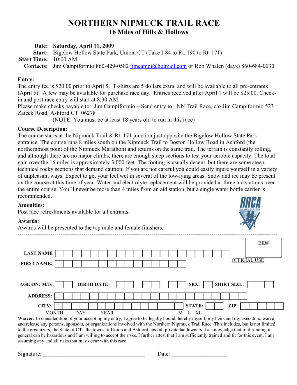 6Th ANNUAL NORTHERN NIPMUCK TRAIL RACE