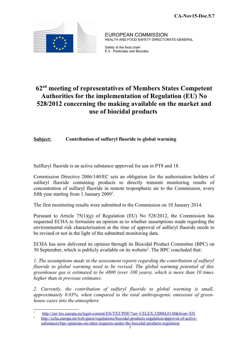 Subject:Contribution of Sulfuryl Fluoride to Global Warming