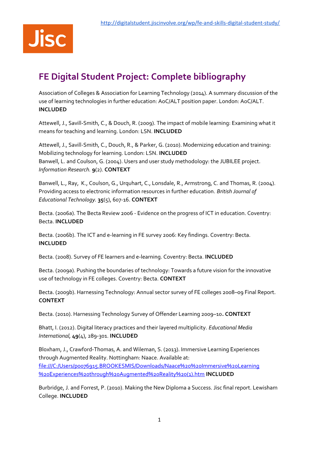 FE Digital Student Project: Complete Bibliography