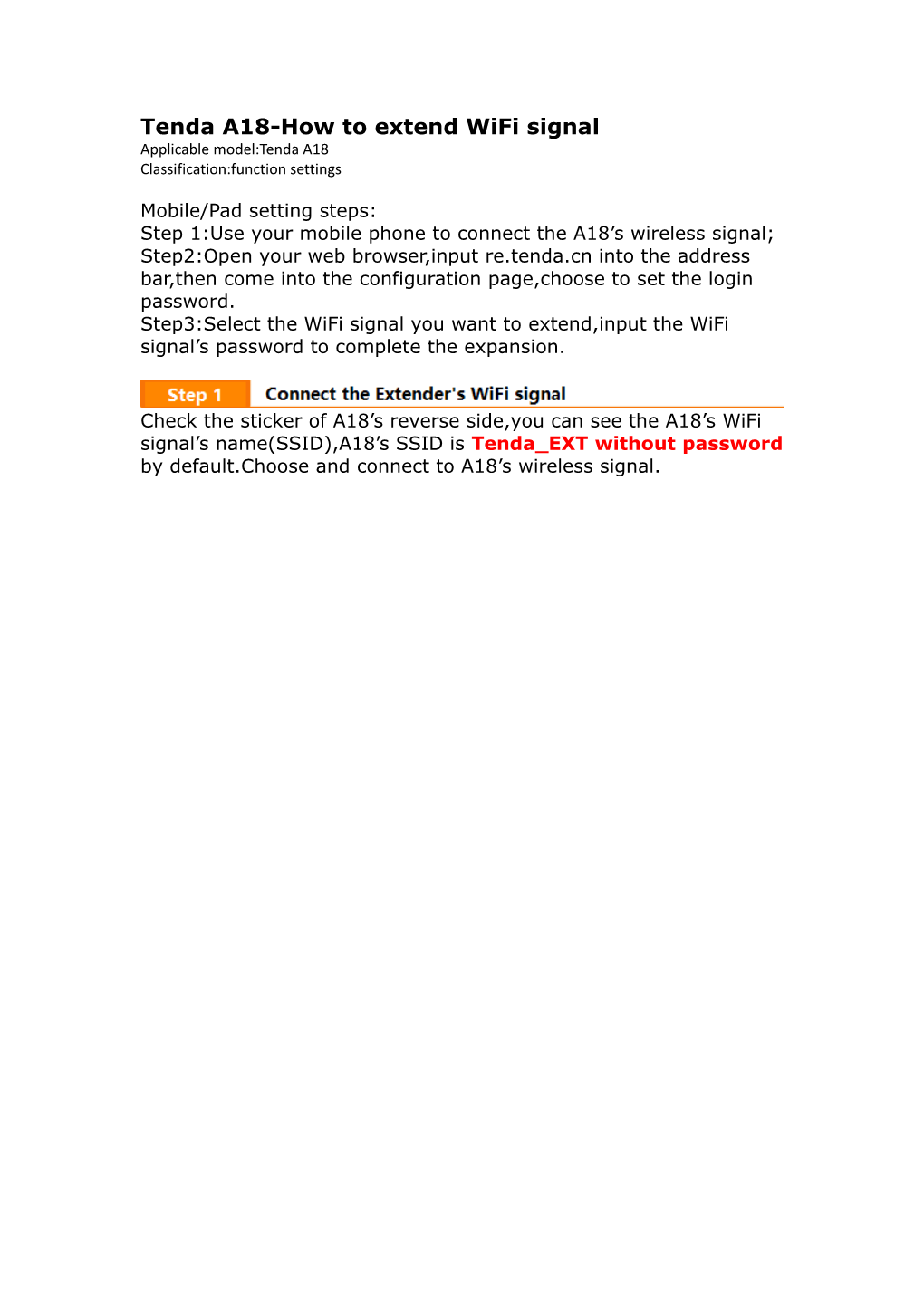 Tenda A18-How to Extend Wifi Signal