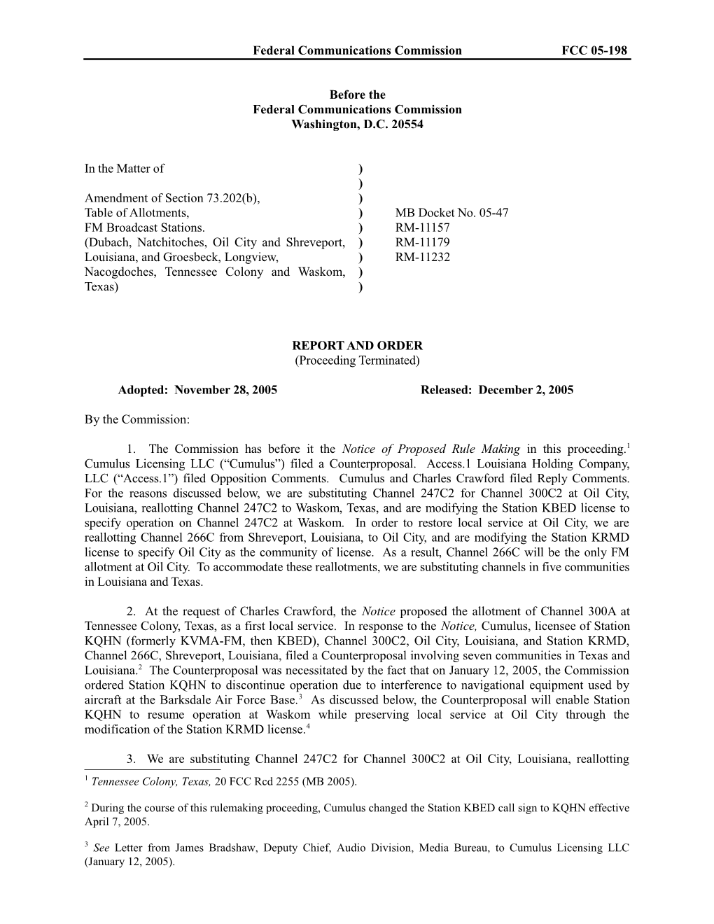 Federal Communications Commissionfcc 05-198