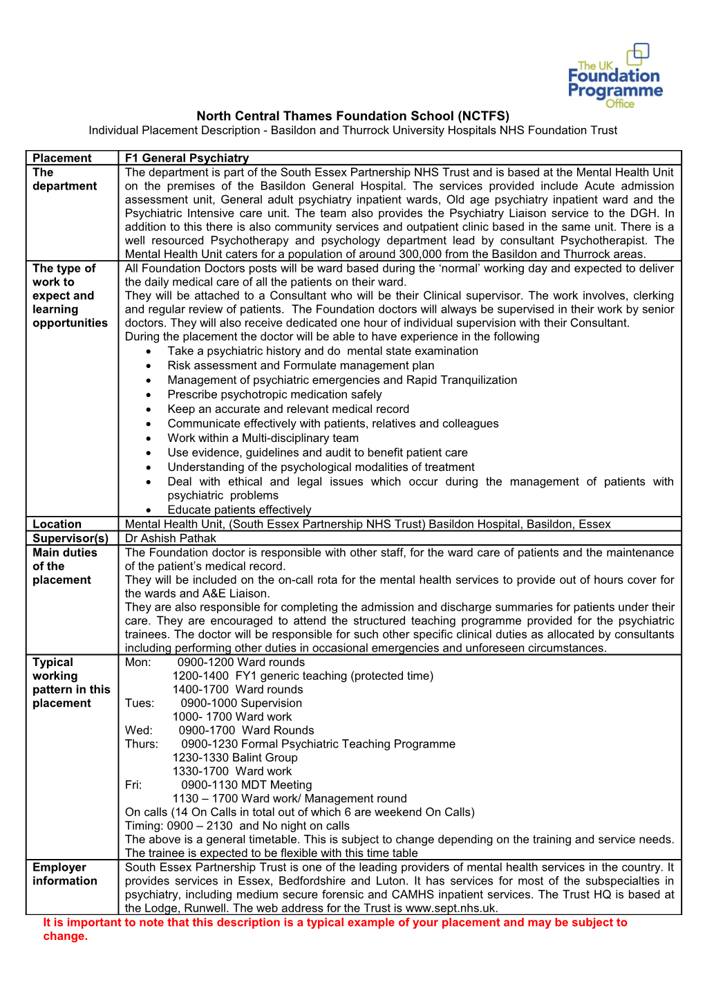 North Central Thames Foundation School (NCTFS)