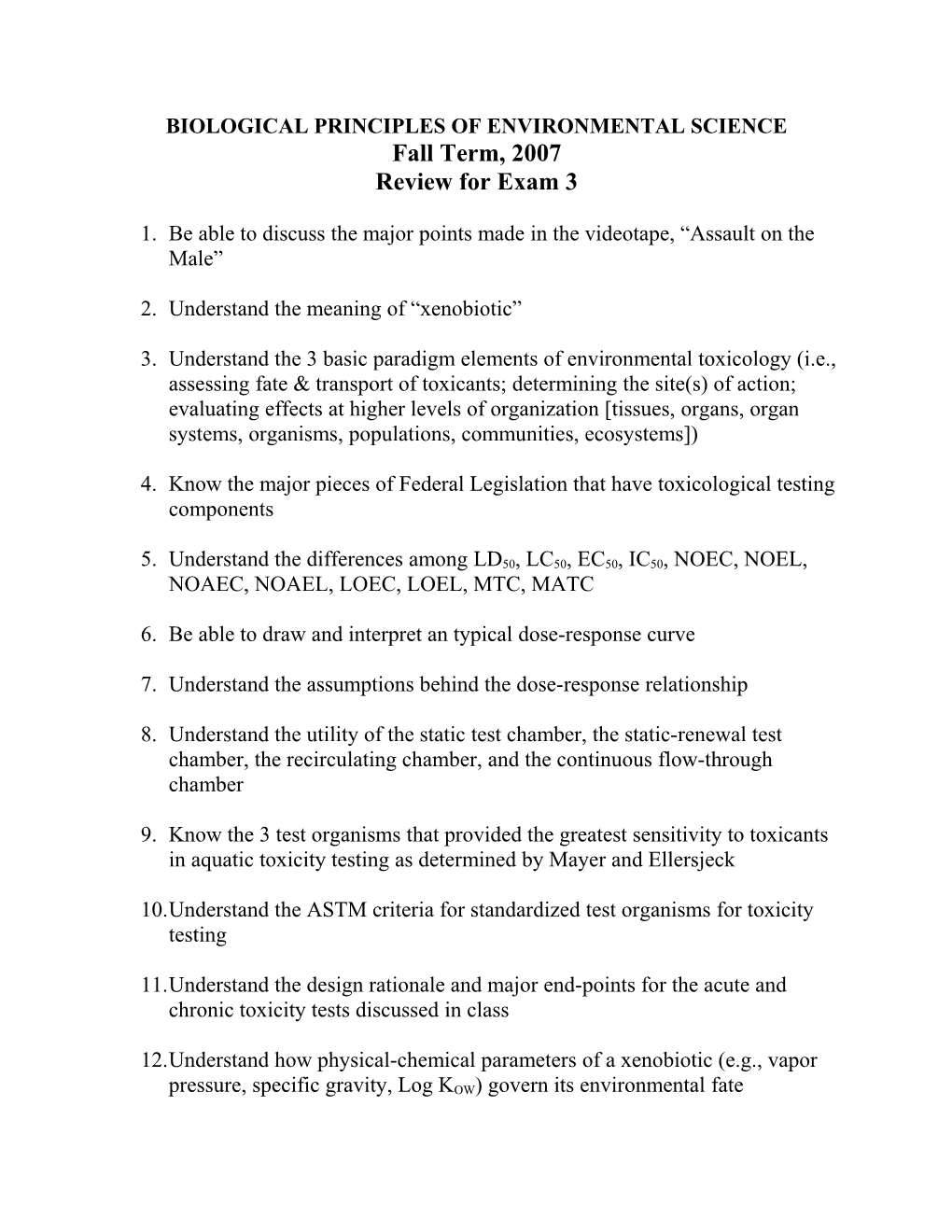 Biological Principles of Environmental Science