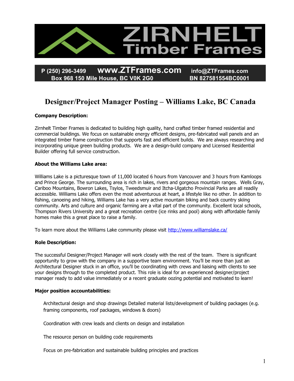 Zirnhelt Timber Frames Ltd