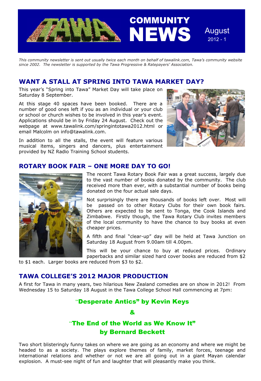 Want a Stall at Spring Into Tawa Market Day?