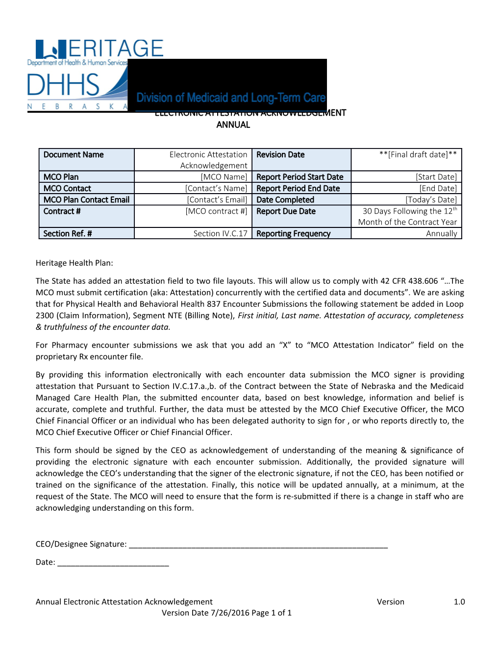 Electronic Attestation Acknowledgement