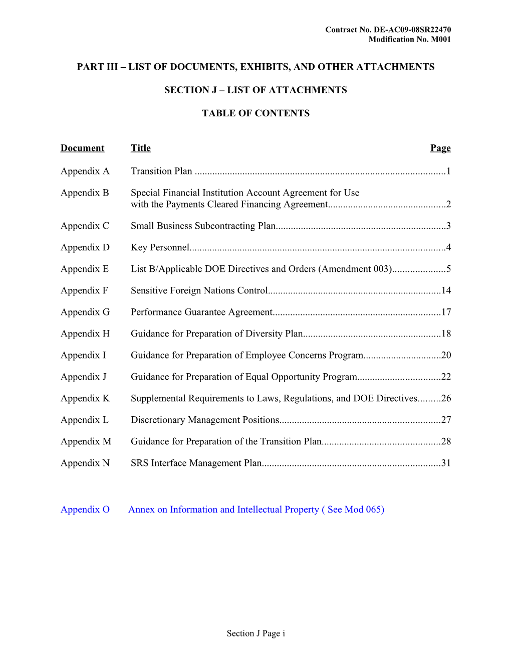 Part Iii List of Documents, Exhibits, and Other Attachments