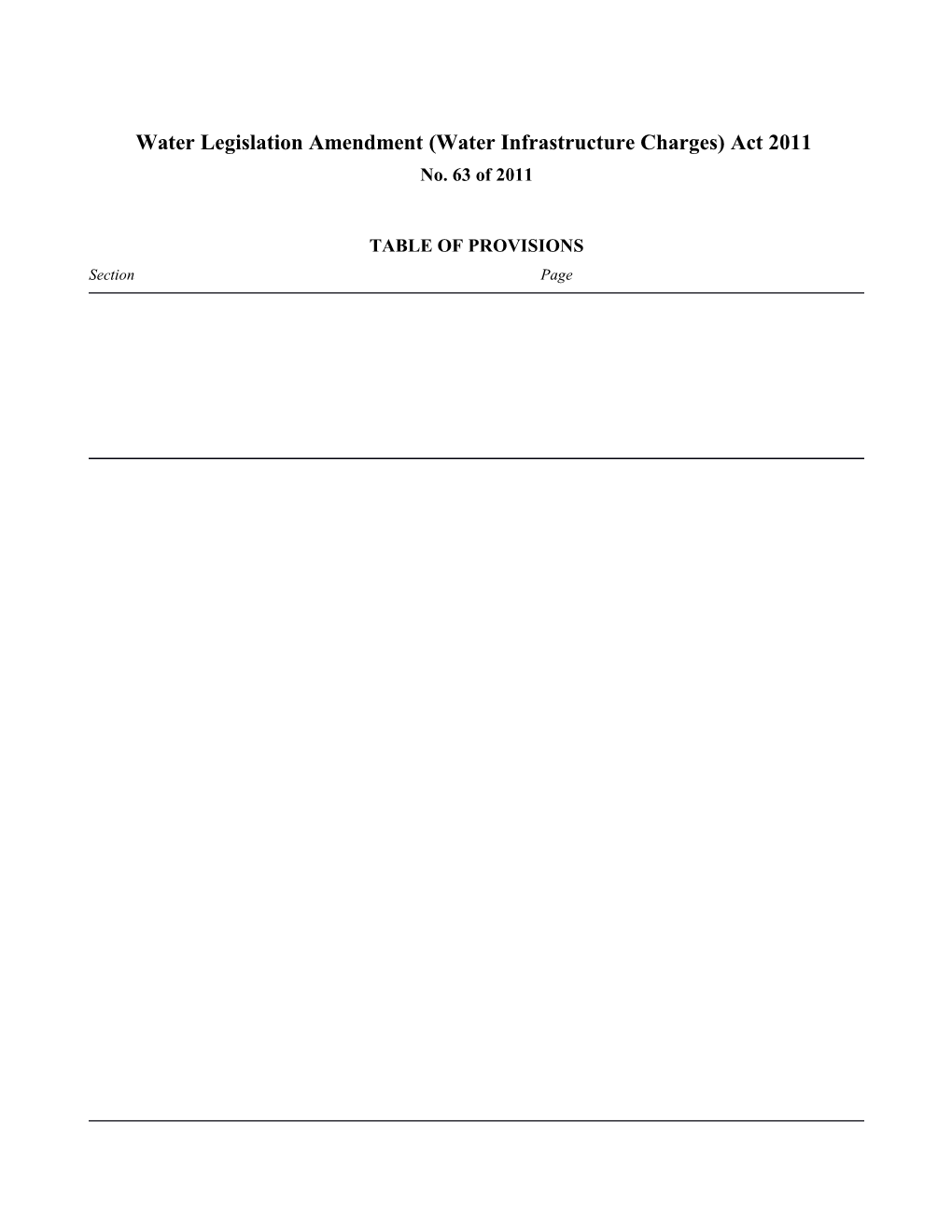 Water Legislation Amendment (Water Infrastructure Charges) Act 2011