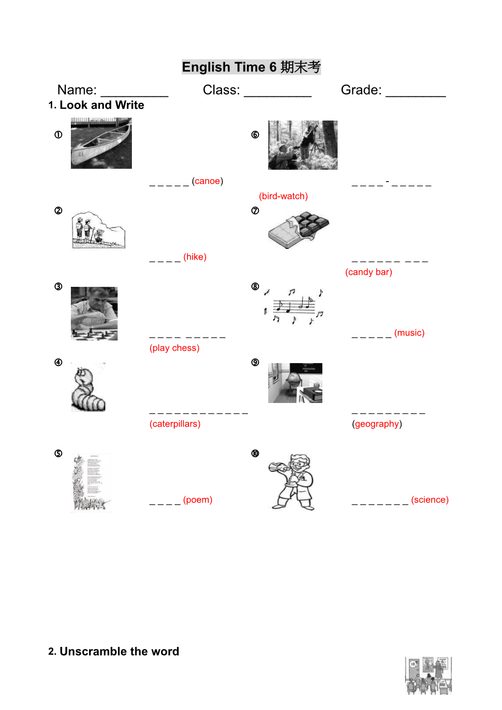 Quiz for English Time 5