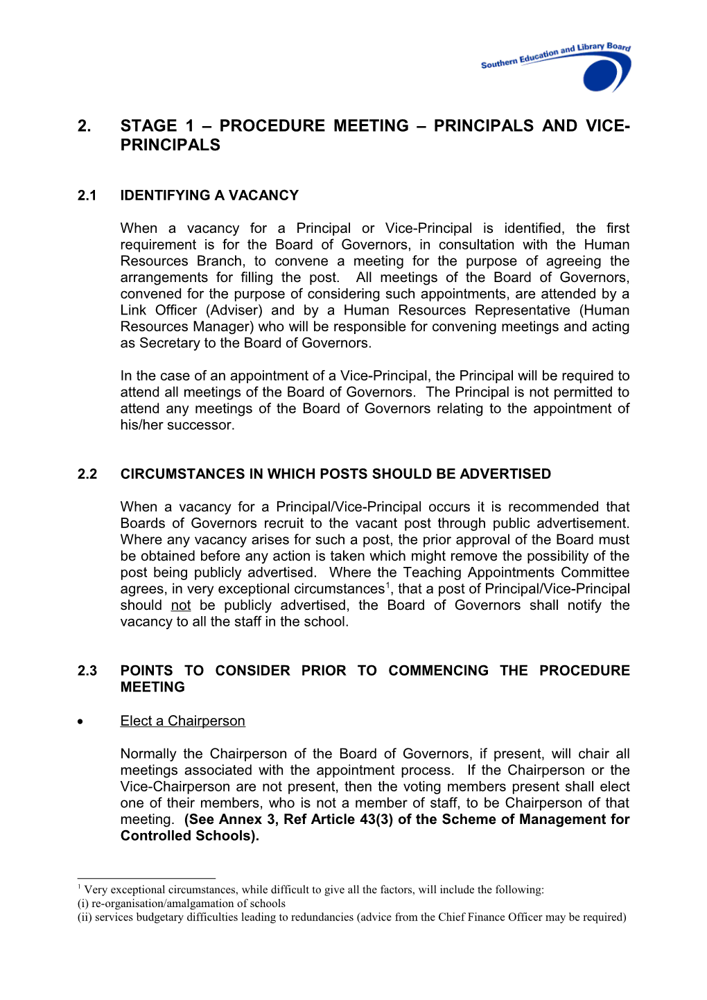 2.Stage 1 Procedure Meeting Principals and Vice-Principals