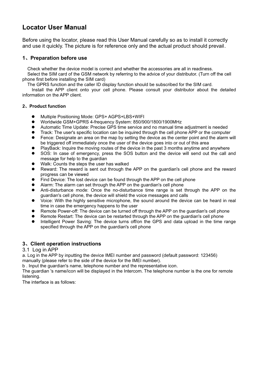 Locator User Manual