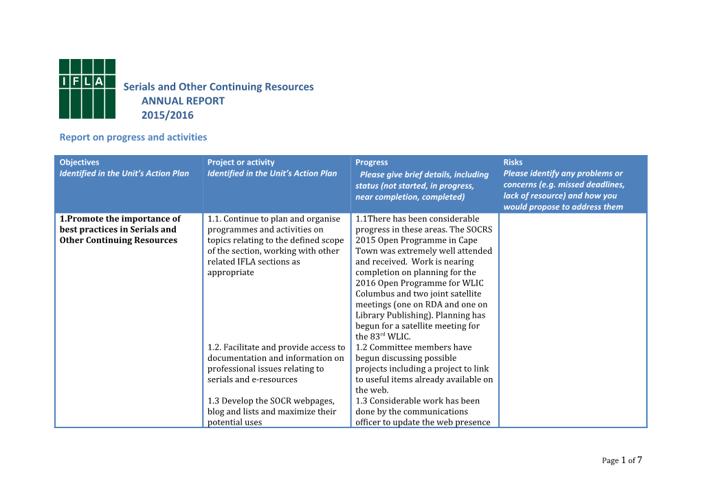 Serials and Other Continuing Resourcesannual REPORT2015/2016