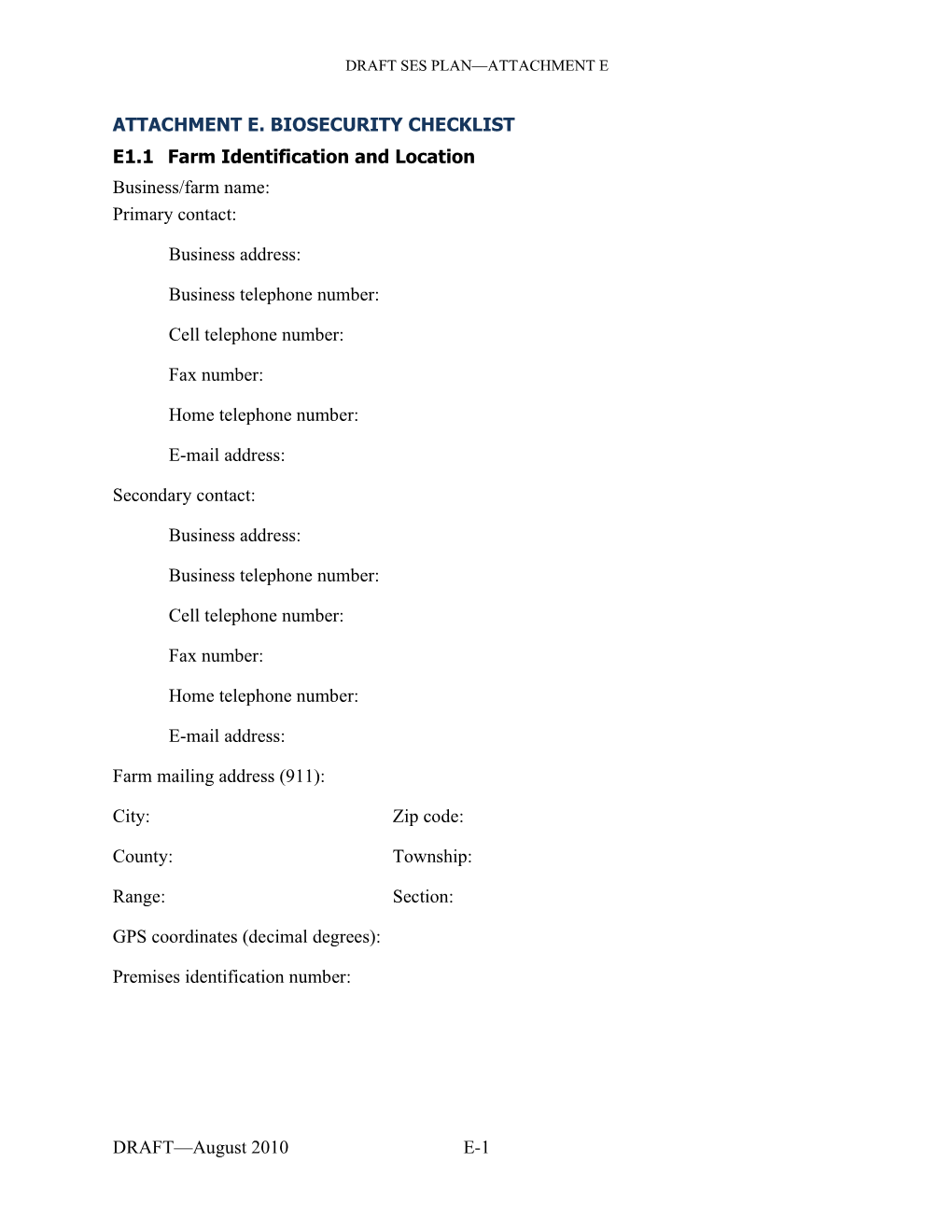 Highly Pathogenic Avian Influenza Secure Egg Supply Plan Draft Auguest 2010