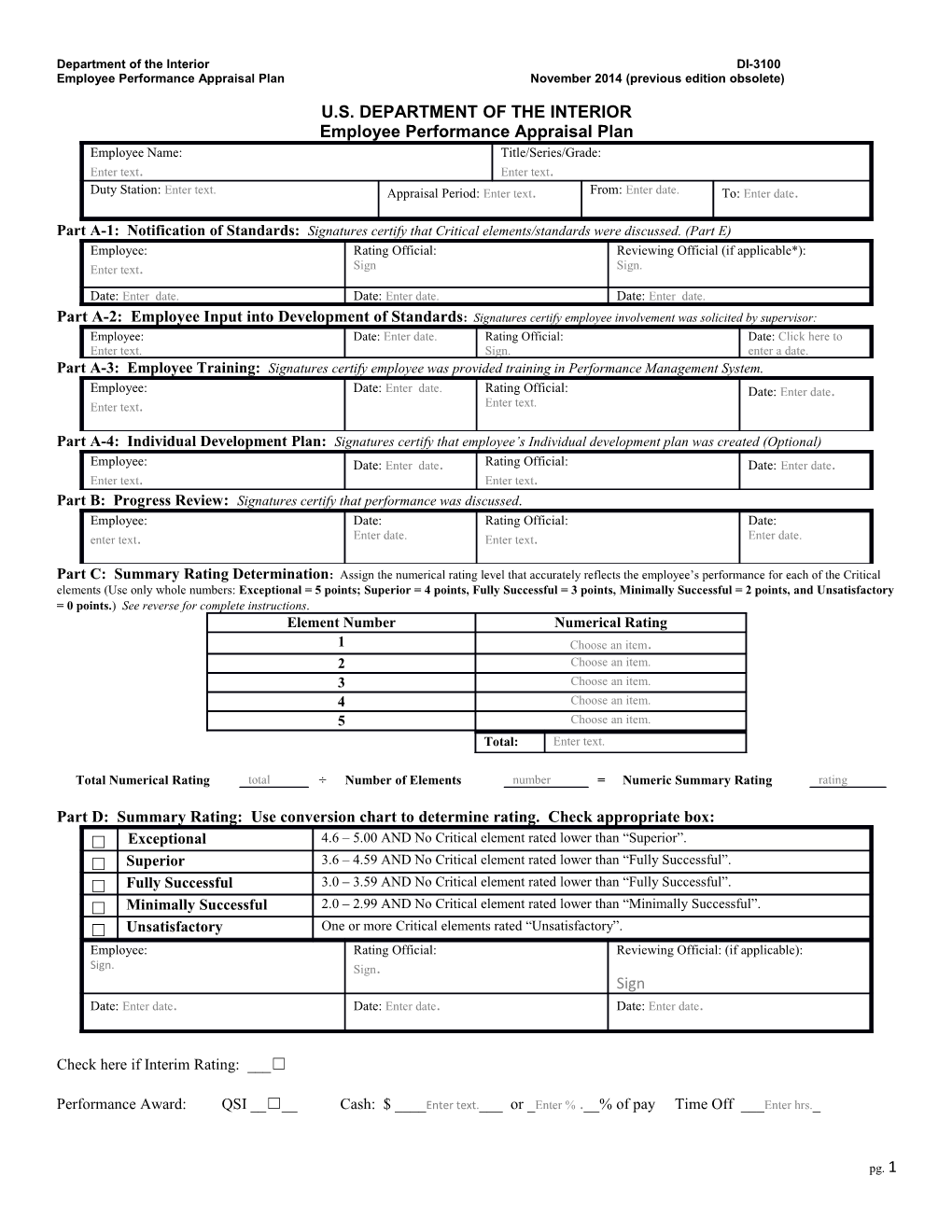 Employee Performance Appraisal Plan November 2014 (Previous Edition Obsolete)