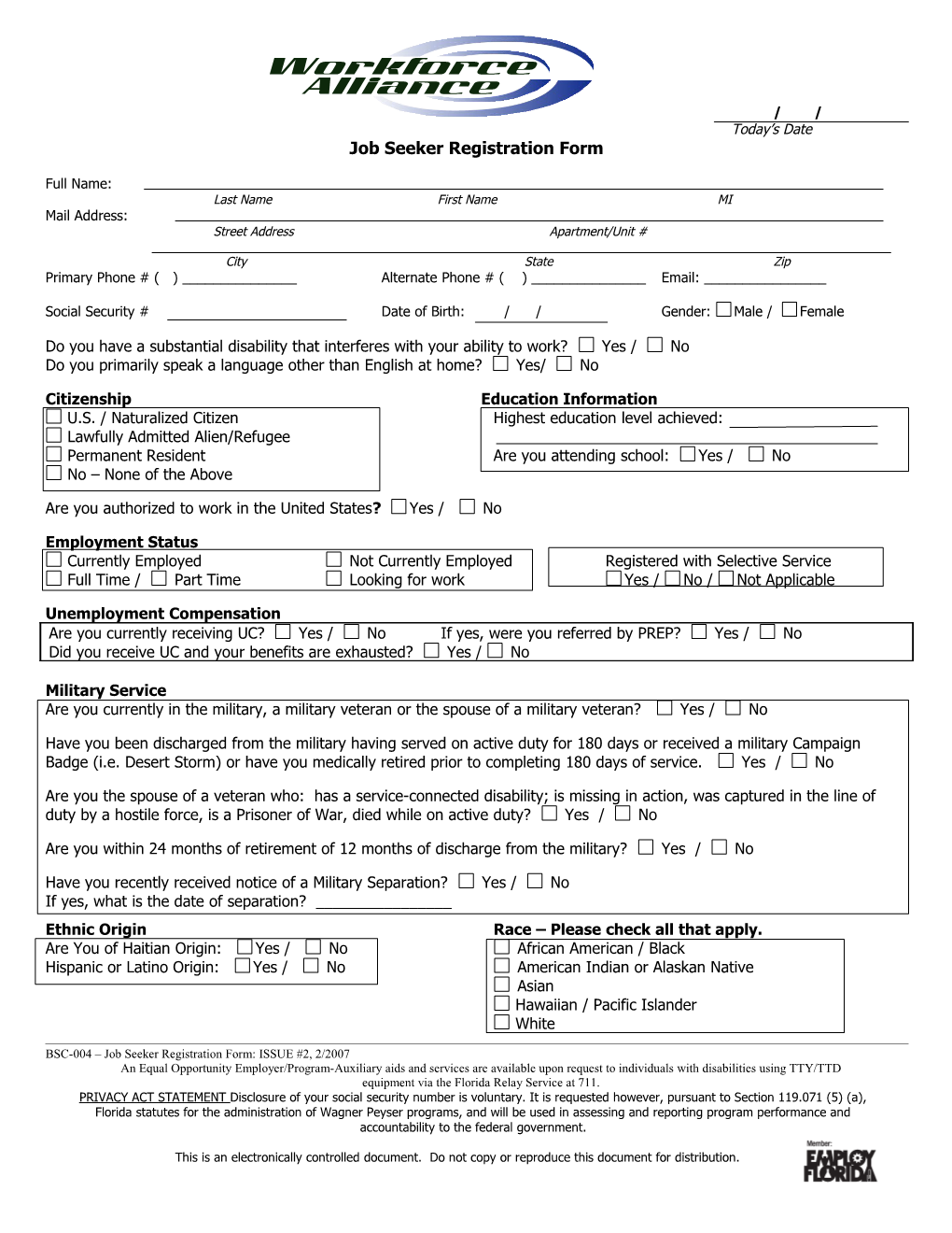 Job Seeker Registration Form