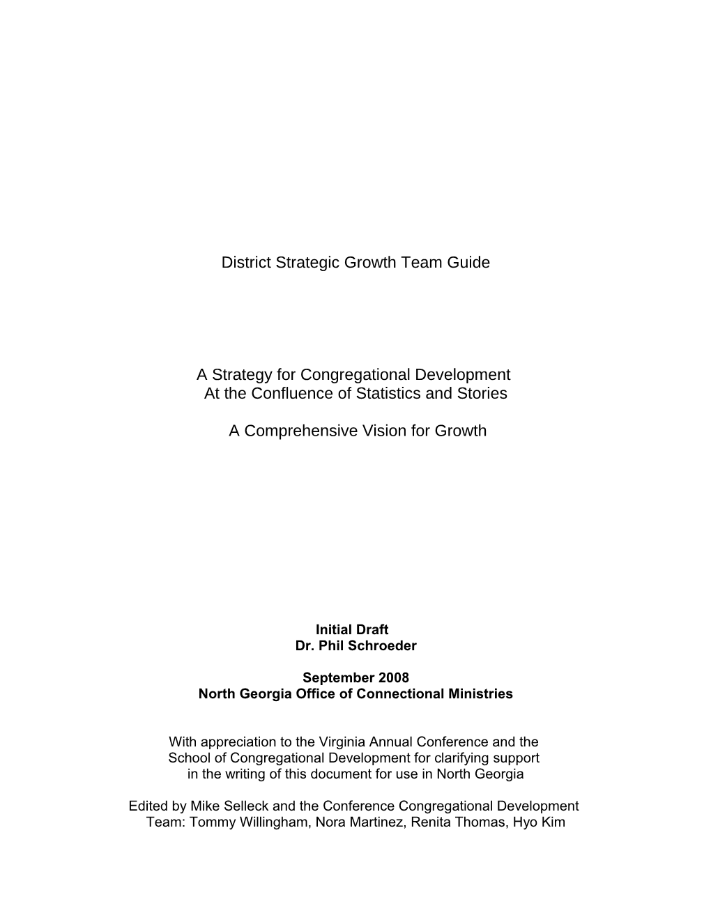 North Georgia Conference Strategy For