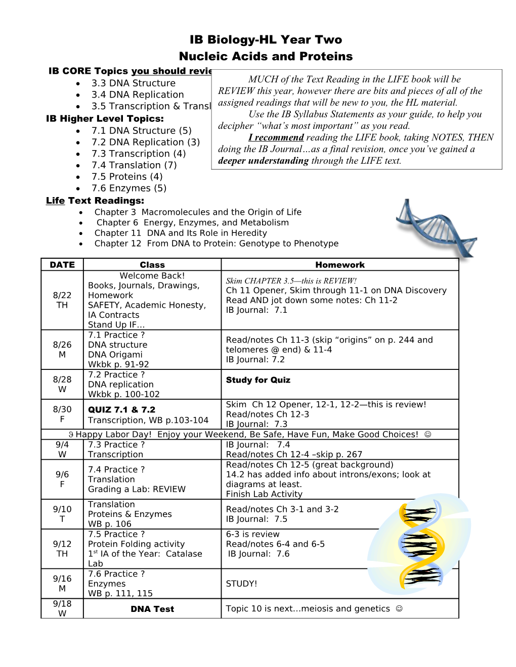 IB Biology Syllabus Unit 4: Energy