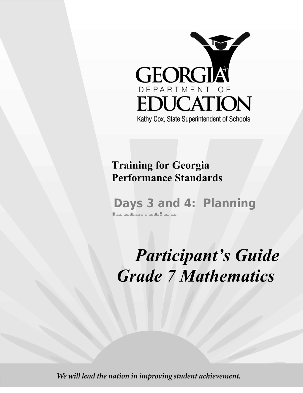 GPS Days 3 and 4 Grade 7 Mathematics Training Participant S Guide Par Participant S Guide