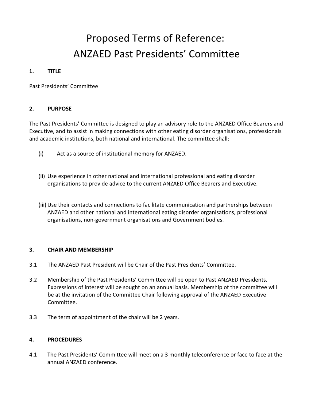 ANZAED Past Presidents Committee