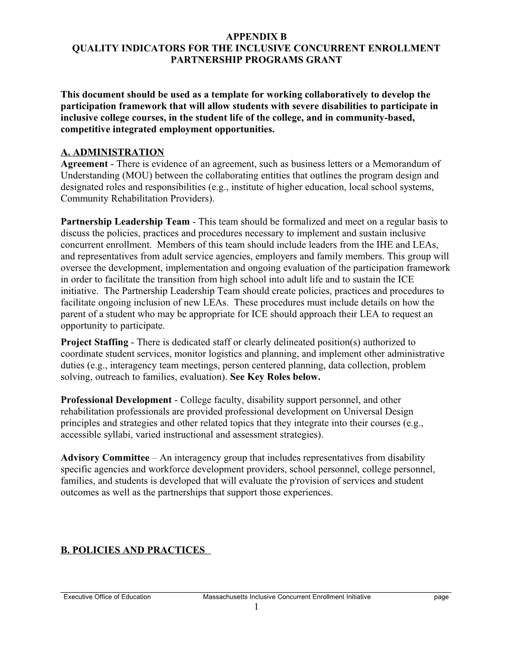 RFP FY2014 Continuation FC: 235B Inclusive Concurrent Enrollment (ICE) Partnership Programs